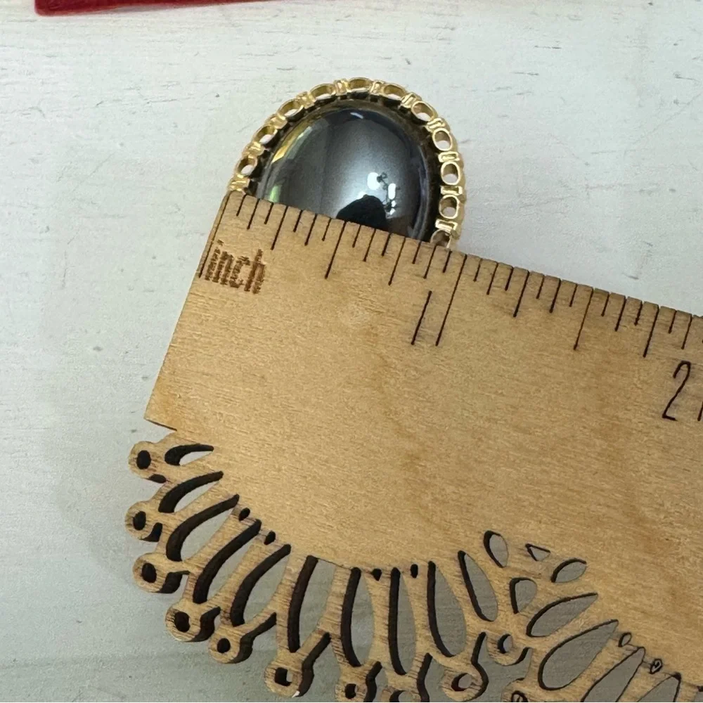 Elegant Black and Gold Oval Vintage West Germany Scarf Clip